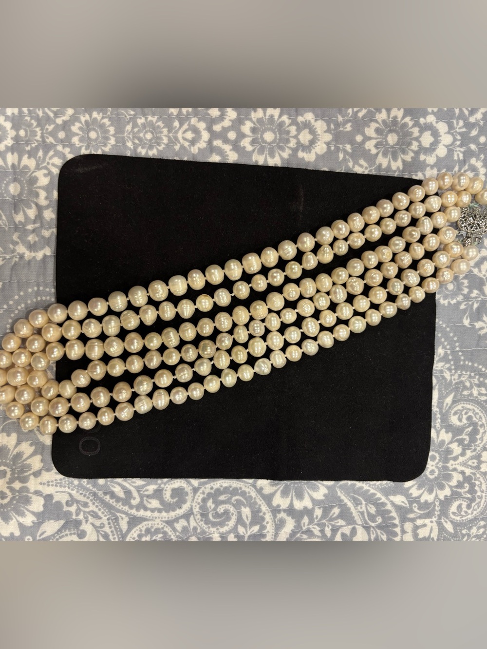 Classic Ivory Pearl Multi-Strand three layered Necklace